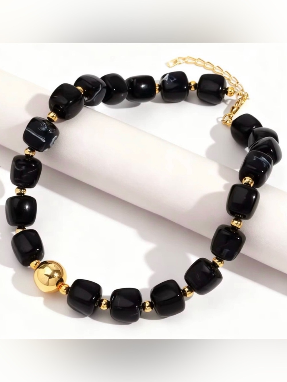 Black Statement Bead Necklace